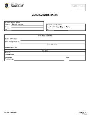 Thumbnail of Rhode Island Form General Certification