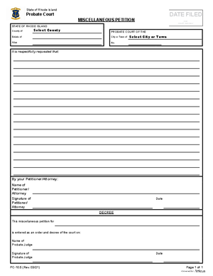 Thumbnail of Rhode Island Form Miscellaneous Petition