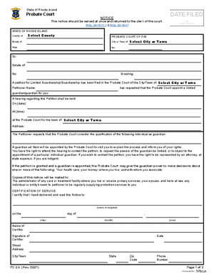 Thumbnail of Rhode Island Form Notice Of Limited Guardianship Or Guardianship