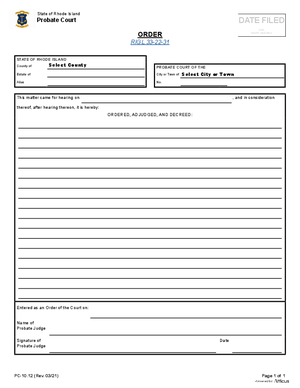 Thumbnail of Rhode Island Form Order