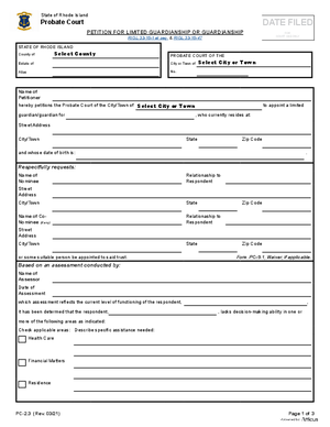 Thumbnail of Rhode Island Form Petition For Limited Guardianship Or Guardianship