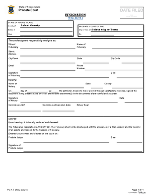 Thumbnail of Rhode Island Form Resignation