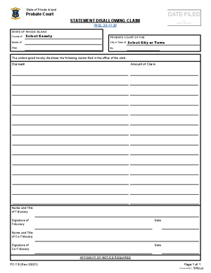 Thumbnail of Rhode Island Form Statement Disallowing Claims