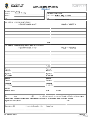 Thumbnail of Rhode Island Form Supplemental Inventory