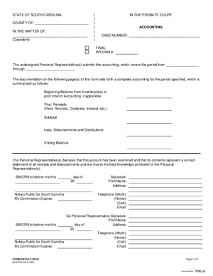 Thumbnail of South Carolina Form Accounting (Mandatory)