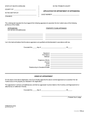 Thumbnail of South Carolina Form Application For Appointment Of Appraiser(s)