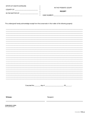 Thumbnail of South Carolina Form Conservatorship Receipt
