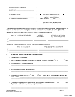 Thumbnail of South Carolina Form Guardian Ad Litem Report