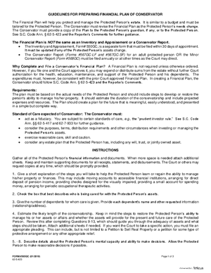 Thumbnail of South Carolina Form Guidelines For Preparing Financial Plan Of Conservator