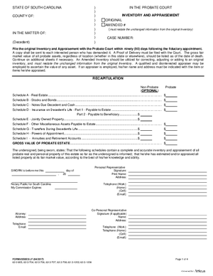 Thumbnail of South Carolina Form Inventory And Appraisement Lf (Mandatory)