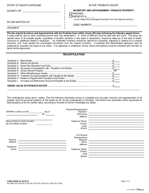 Thumbnail of South Carolina Form Inventory And Appraisement Sf (Mandatory)