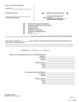 Thumbnail of South Carolina Form Motion For Extension