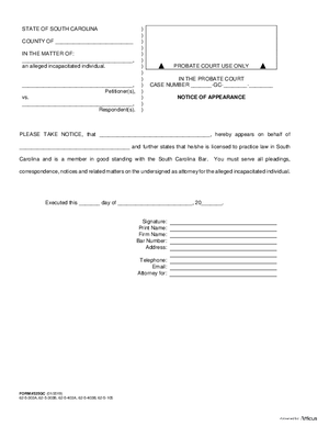 Thumbnail of South Carolina Form Notice Of Appearance Of Counsel