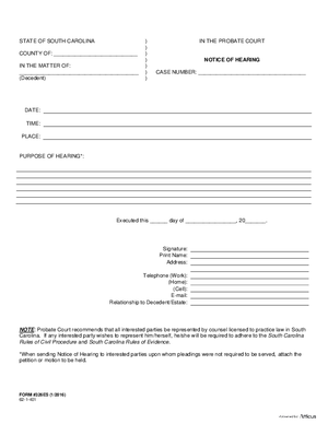 Thumbnail of South Carolina Form Notice Of Hearing