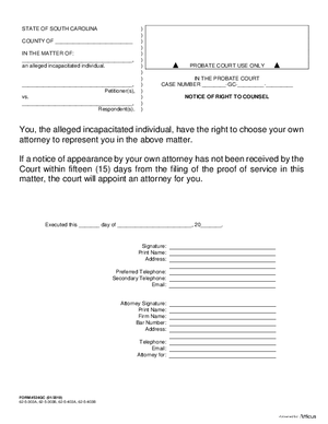 Thumbnail of South Carolina Form Notice Of Right To Counsel