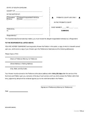 Thumbnail of South Carolina Form Petition For Formal Relief
