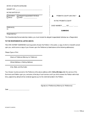 Thumbnail of South Carolina Form Petition For Protective Order And/or Appointment Of Conservator For An Adult (Mandatory)