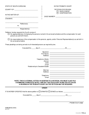 Thumbnail of South Carolina Form Petition For Review Of Employment/compensation