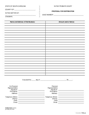 Thumbnail of South Carolina Form Proposal For Distribution