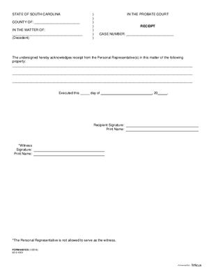 Thumbnail of South Carolina Form Receipt