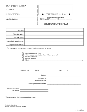 Thumbnail of South Carolina Form Release/satisfaction Of Claim