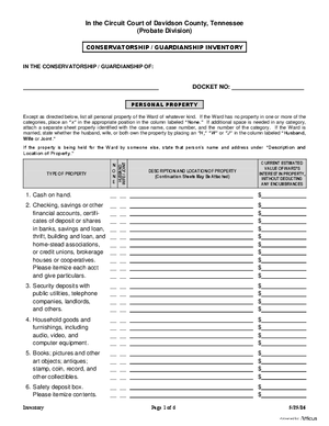Thumbnail of Tennessee Form Conservatorship - Inventory