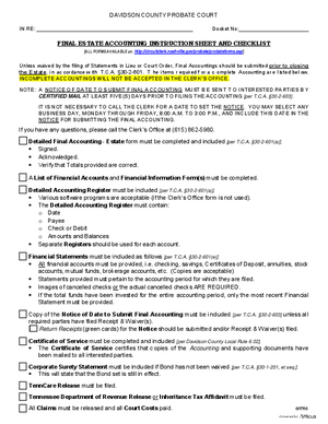 Thumbnail of Tennessee Form Estate: Final Accounting