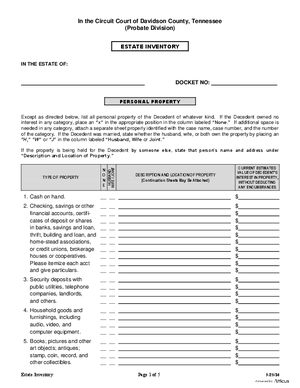 Thumbnail of Tennessee Form Estate - Inventory