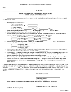 Thumbnail of Tennessee Form Fee Motion (Conservator/guardian)