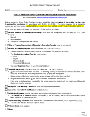 Thumbnail of Tennessee Form Guardianship: Final Accounting
