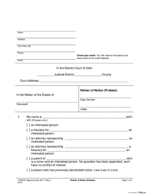 Thumbnail of Utah Form Waiver Of Notice