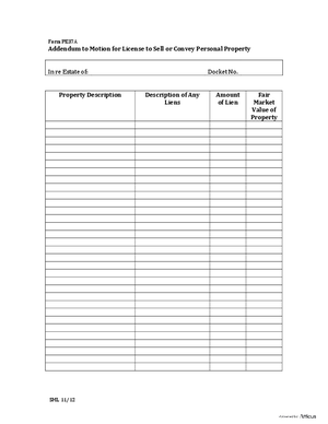 Thumbnail of Vermont Form Addendum To Motions Related To Personal Property