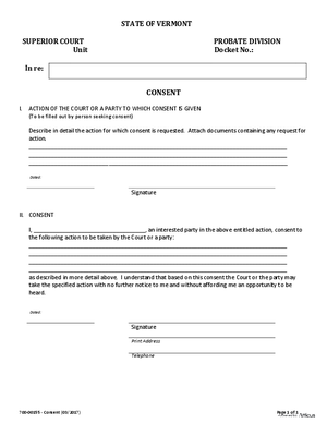 Thumbnail of Vermont Form Consent