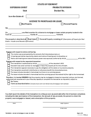 Thumbnail of Vermont Form License To Mortgage Or Lease