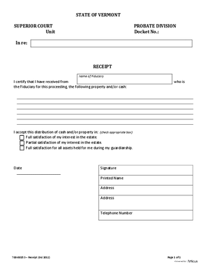 Thumbnail of Vermont Form Receipt