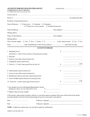 Thumbnail of Virginia Form Account For Incapacitated Adult