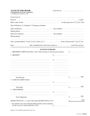 Thumbnail of Virginia Form Account For Minor