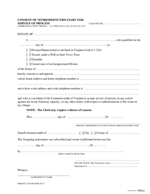 Thumbnail of Virginia Form Consent Of Nonresident Fiduciary For Service Of Process