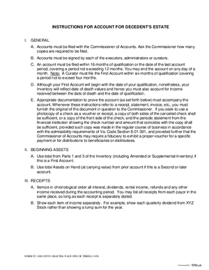 Thumbnail of Virginia Form Instructions For: Account For Decedent's Estate
