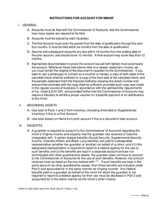 Thumbnail of Virginia Form Instructions For: Account For Minor