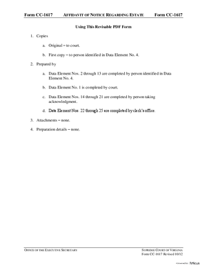 Thumbnail of Virginia Form Instructions For: Affidavit Of Notice Regarding Estate Of