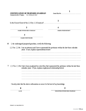 Thumbnail of Virginia Form Instructions For: Certification Of Proposed Guardian