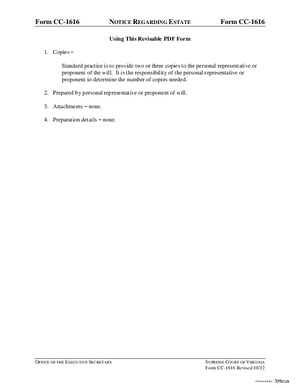 Thumbnail of Virginia Form Instructions For: Notice Regarding Estate Of