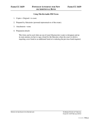 Thumbnail of Virginia Form Instructions For: Power Of Attorney For New Or Additional Bond