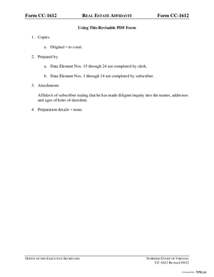 Thumbnail of Virginia Form Instructions For: Real Estate Affidavit