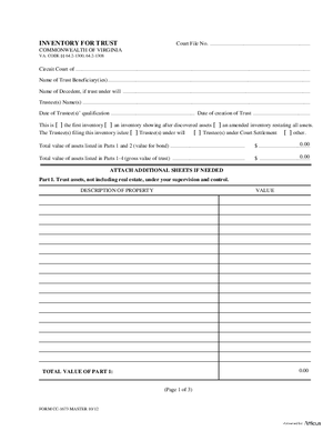 Thumbnail of Virginia Form Inventory For Trust