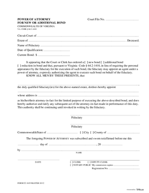 Thumbnail of Virginia Form Power Of Attorney For New Or Additional Bond