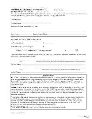 Thumbnail of Virginia Form Probate Tax Return