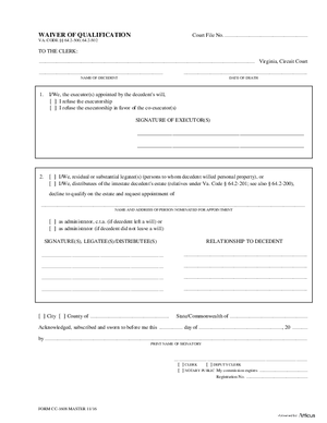 Thumbnail of Virginia Form Waiver Of Qualification