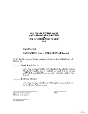 Thumbnail of Washington Form Case Cover Sheet – King County